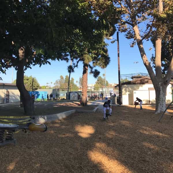 Outdoor auditorium at Manhattan Heights Community Center, ideal for gatherings and events.