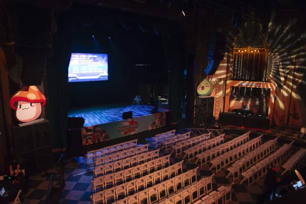 GA Balcony event space at The Fonda Theatre with tiered seating and dynamic lighting.