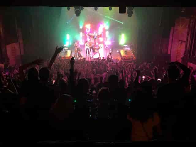 Engaged audience in vibrant GA Balcony at The Fonda Theatre live performance event.