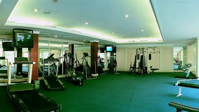 Fitness room in Dignitary Hall, Sichuan Jin Jiang Hotel for wellness-focused events.