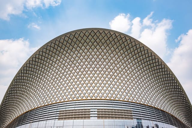 Chengdu CIECC open-air square with striking dome, ideal for events and exhibitions.