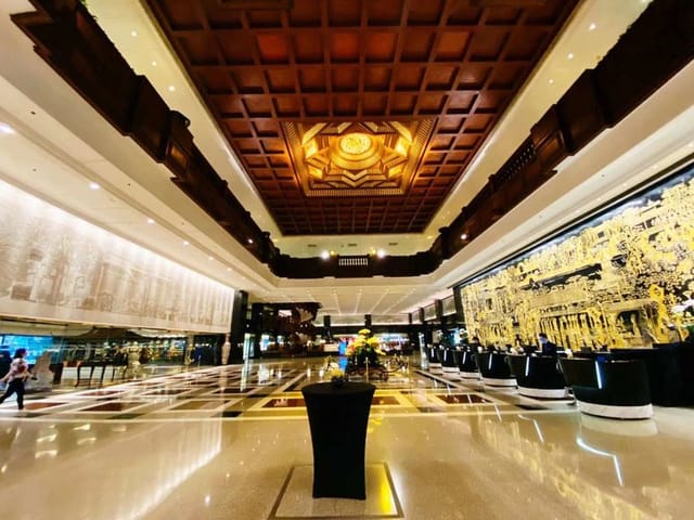 Function Room in Garden Hotel with elegant wooden ceiling, ideal for events and meetings.