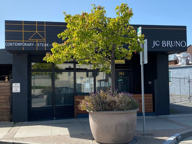 Modern JC Bruno restaurant patio for private client dinners and corporate buy-out events.