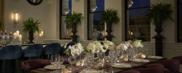 Elegant dining table at Café Riggs, perfect for upscale events in Washington DC.