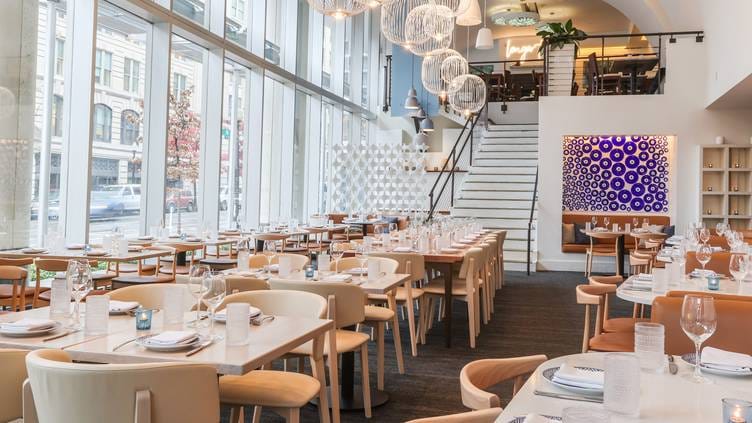 Modern restaurant Mezzanine in Zaytinya, perfect for upscale events and private dining.