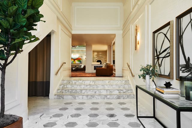 Elegant entryway in Lafayette, Galleria Park Hotel, ideal for events and networking.
