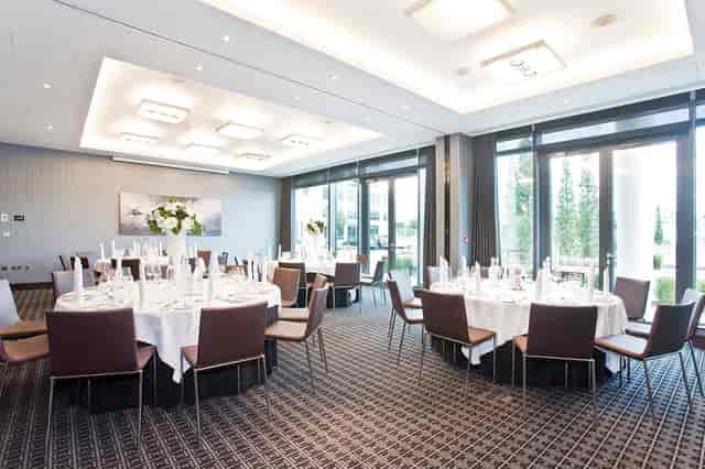 Elegant banquet room in Napier Suite, Brooklands Hotel, perfect for corporate events.