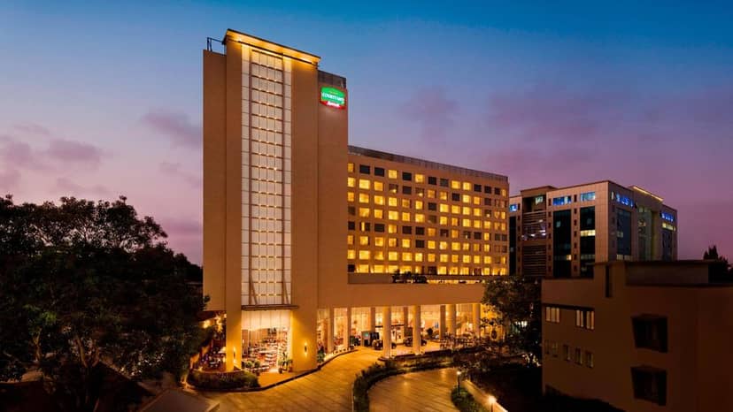 Modern hotel facade at Courtyard Mumbai Airport, ideal for corporate seminars and events.