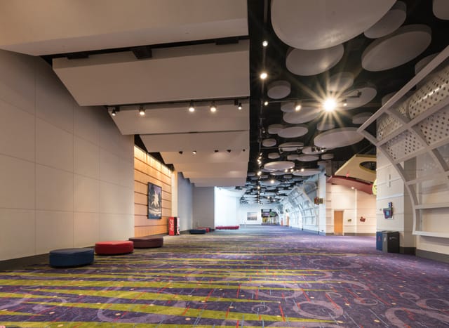 Georgia International Convention Center exhibit hall with high ceilings for events and meetings.
