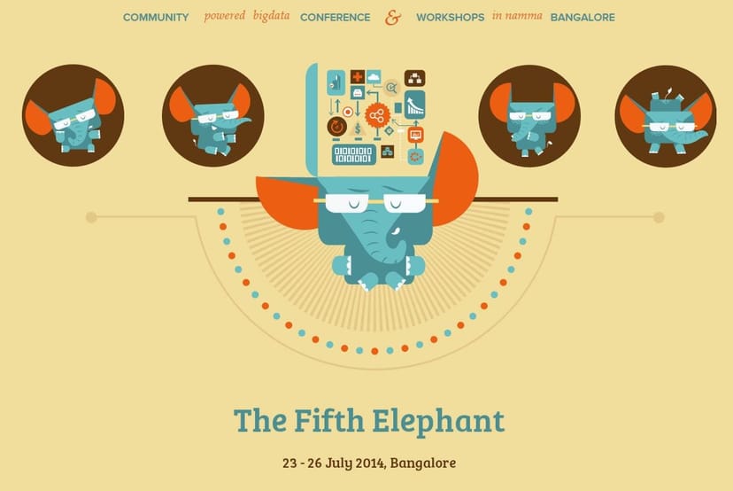 Alt text: Cheerful elephant art at The Fifth Elephant data science conference, showcasing innovation.