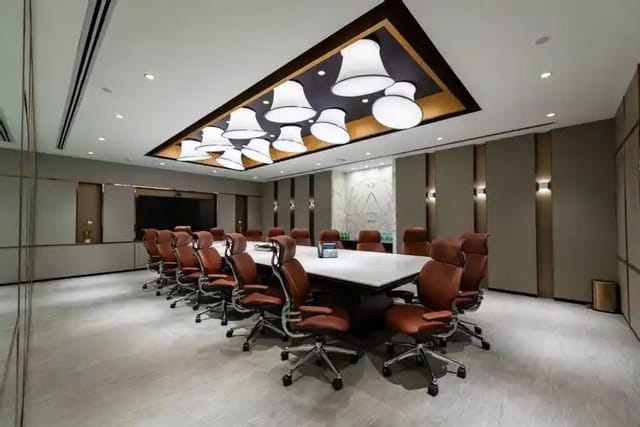 Modern conference room with ergonomic chairs for corporate events at The Executive Centre.