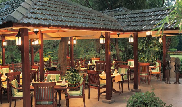 Charming outdoor garden patio dining setup for events and gatherings