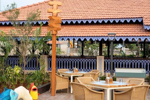 Outdoor restaurant at Fisherman's Wharf with elegant seating for casual gatherings.