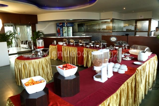 Buffet setup in Banquet Halls at The Verda Saffron for elegant events and meetings.