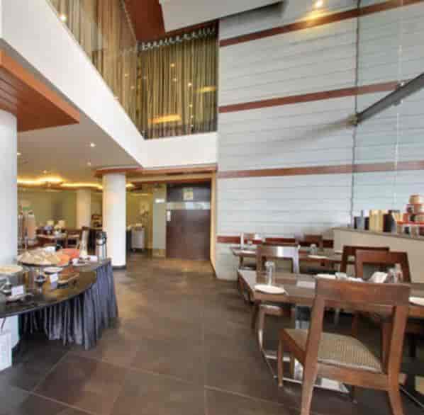 Outdoor seating at The Relish Lounge, modern design ideal for events and meetings.
