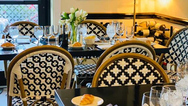 Elegant dining table at Arcadia Farms Café for upscale events and corporate dinners.
