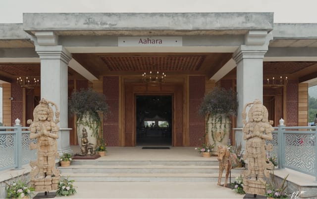 Elegant venue entrance at Mantapa, Amitarasa for upscale weddings and corporate events.