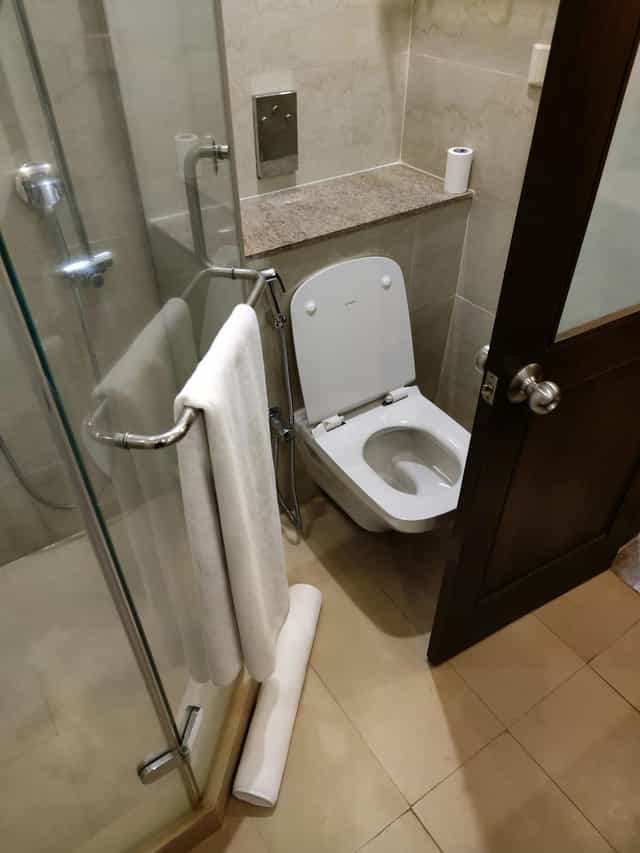 Modern restroom facilities at Lalit Ashok Bangalore for events and conferences.