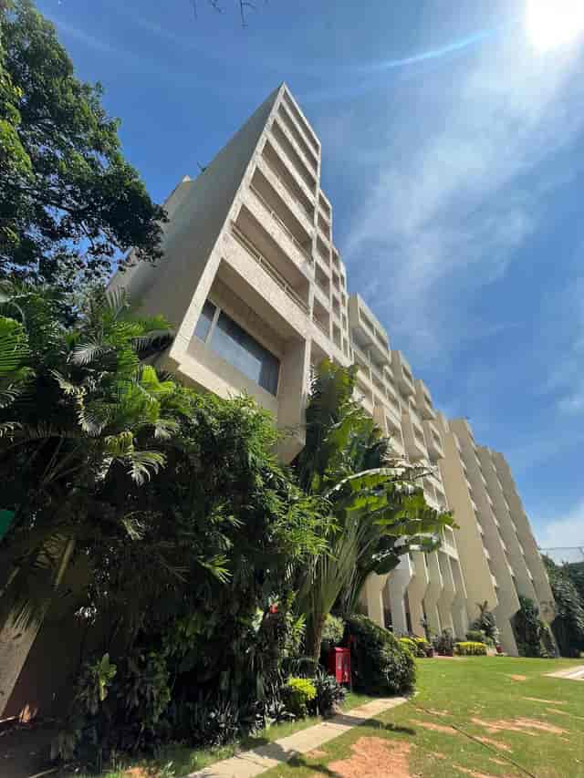 Modern venue at The LaLiT Ashok Bangalore with large windows for events and meetings.