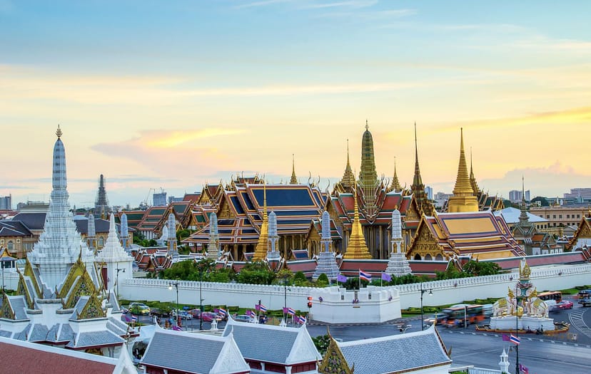Grand Palace Bangkok with golden spires, ideal for corporate events and gatherings.