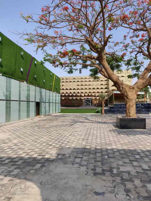 Thee Crystal Palace Banquet Hall outdoor event space with modern architecture for gatherings.
