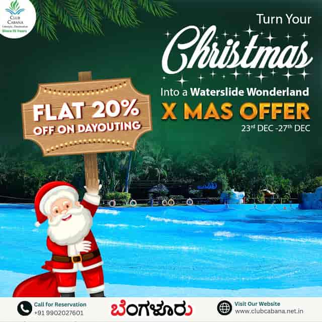 Nautica Dinner event flyer with Santa promoting Christmas waterslide discounts.