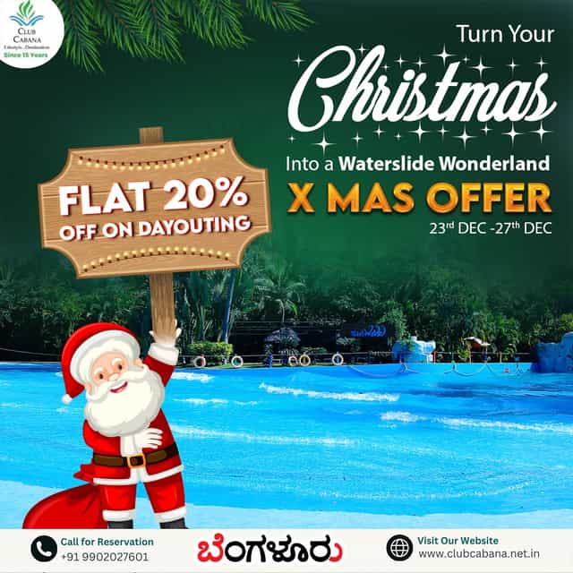 Nautica Dinner event flyer with Santa promoting Christmas waterslide discounts.