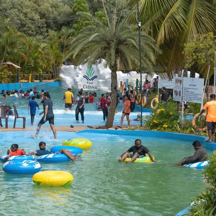 Vibrant water park scene at Night Out in Club Cabana for corporate retreat and team building.