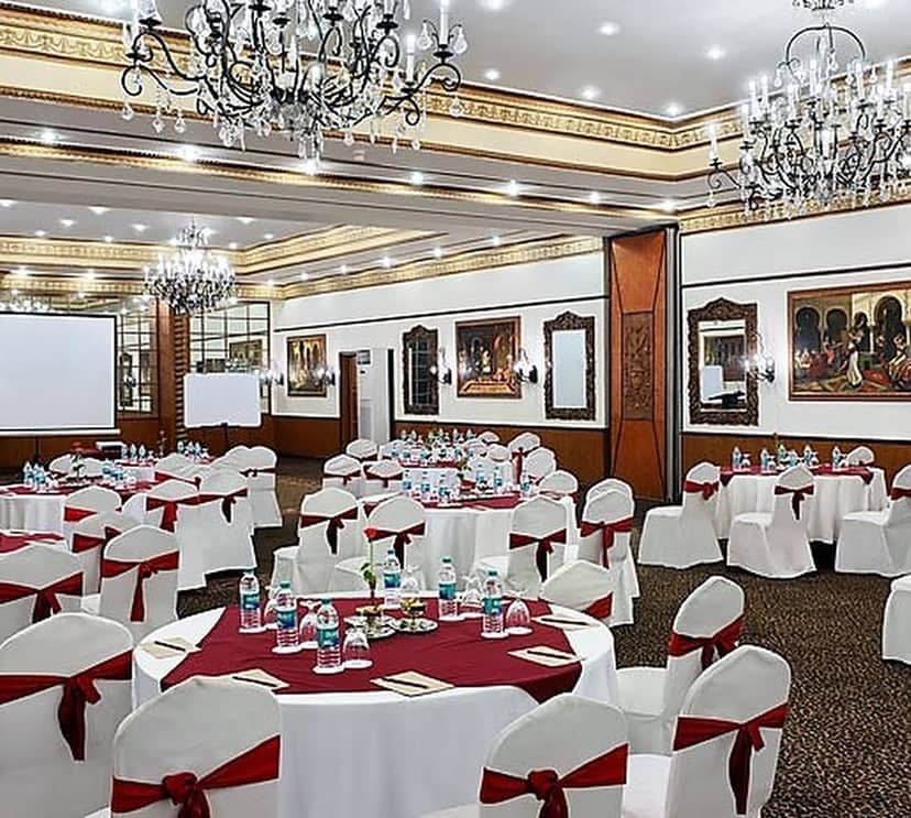 Elegant exhibition hall at Golden Palms Hotel for meetings and events.