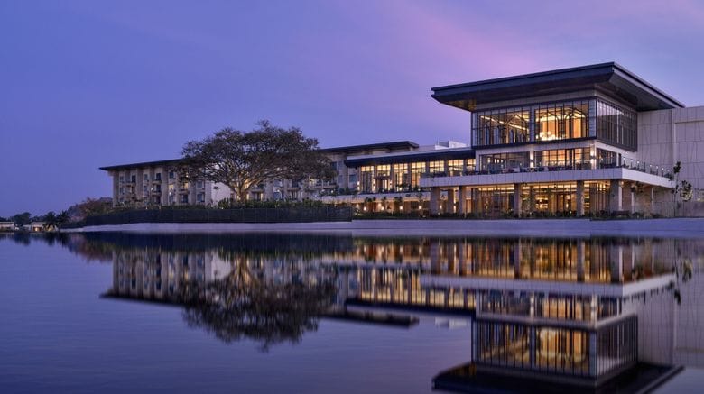 Meeting room at JW Marriott Bengaluru with modern architecture for events and conferences.