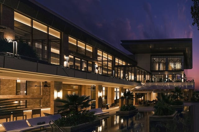 Upscale banquet hall at JW Marriott, ideal for corporate events and receptions at dusk.