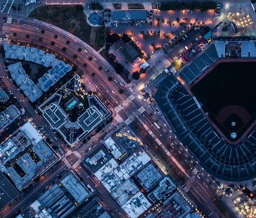 Aerial view of Community Solar in Arcadia, ideal for events and gatherings.