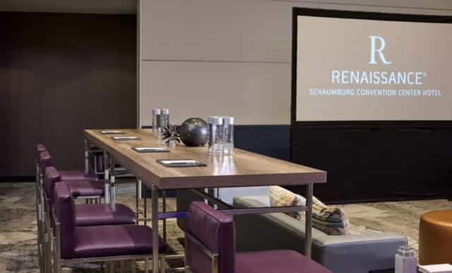 Renaissance Schaumburg Convention Center meeting setup with sleek tables for corporate events