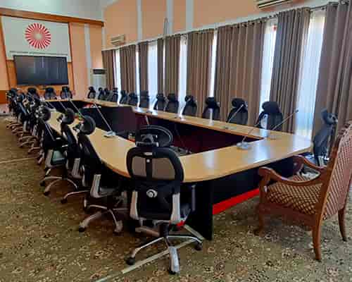 Conference hall in Kashmir with organized layout for efficient meetings and collaborations.