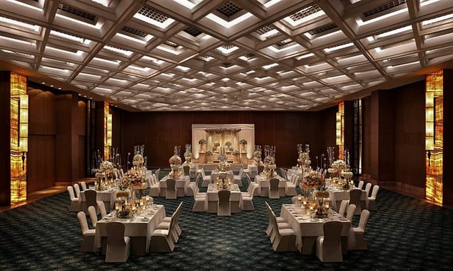 Elegant Maharaja Ballroom at The Leela, ideal for corporate events and weddings.