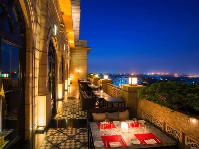 Elegant Le Cirque rooftop venue at The Leela, perfect for upscale events and receptions.