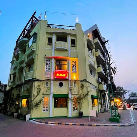 Vibrant Andaaz Restaurant venue with distinctive architecture, ideal for events and gatherings.