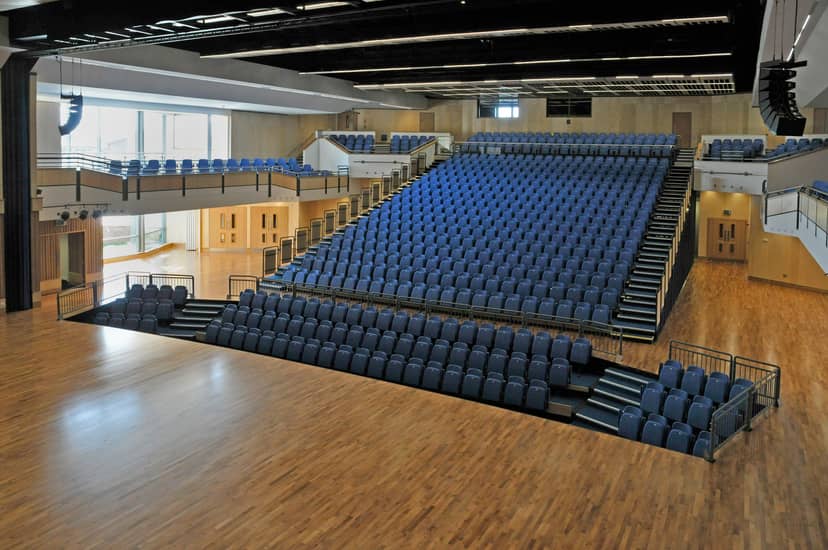 Saffron Hall concert hall auditorium with tiered seating for conferences and events.