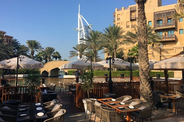Outdoor seating at Karachi Grill restaurant, perfect for meetings and events.