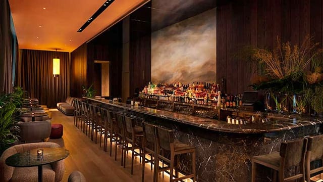 Stylish bar in Pan Pacific London, featuring modern design for cocktail receptions.