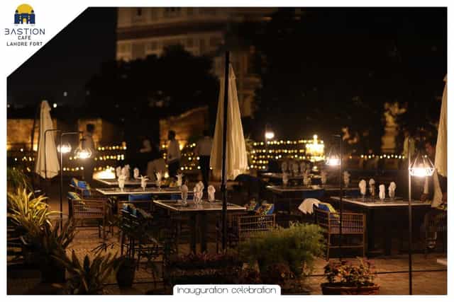 Elegant outdoor event venue at Bastion Café, Lahore Fort, perfect for upscale celebrations.
