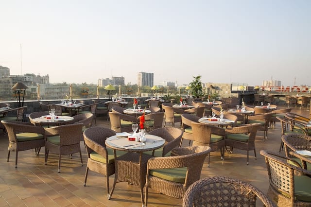 Stylish rooftop terrace at The Oban Hotel, perfect for upscale events and receptions.