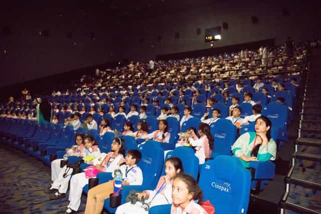 Engaged children audience at Cinepax Cinema Hotel for Lahore International Children's Film Festival