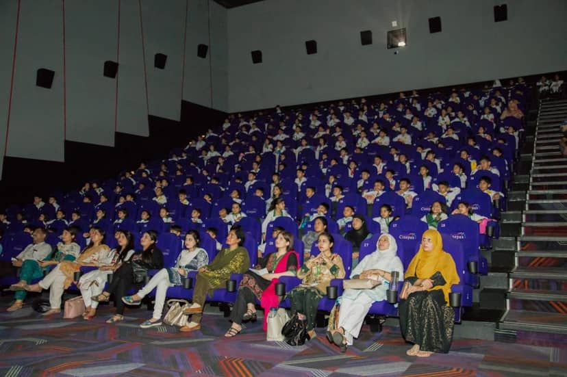 Packed cinema at Cinepax Lahore during International Children's Film Festival event.