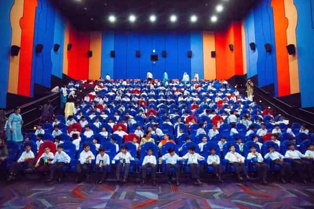 Cinepax Cinema Hotel auditorium at Lahore International Children's Film Festival, vibrant seating.