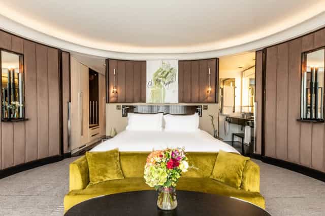Luxurious round-design hotel room at Sofitel Frankfurt for elegant events and gatherings.