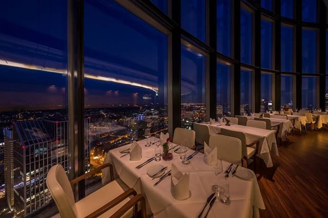 Elegant Lounge with city view, ideal for upscale events and dinners.