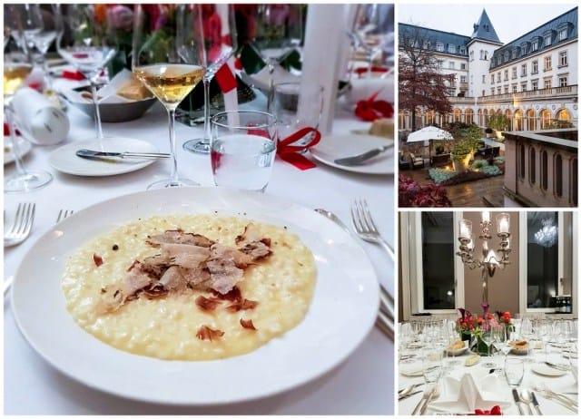 Elegant dinner table with risotto at Kennedy's Restaurant for upscale events.