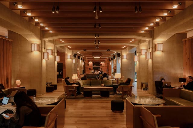 Modern lounge in Ace Hotel Brooklyn, ideal for networking events and informal meetings.