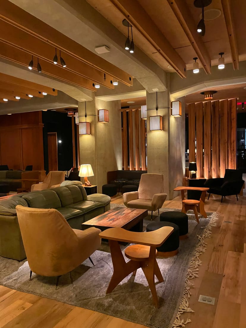 Stylish Ace Hotel Brooklyn lobby, ideal for events and networking in cozy decor.